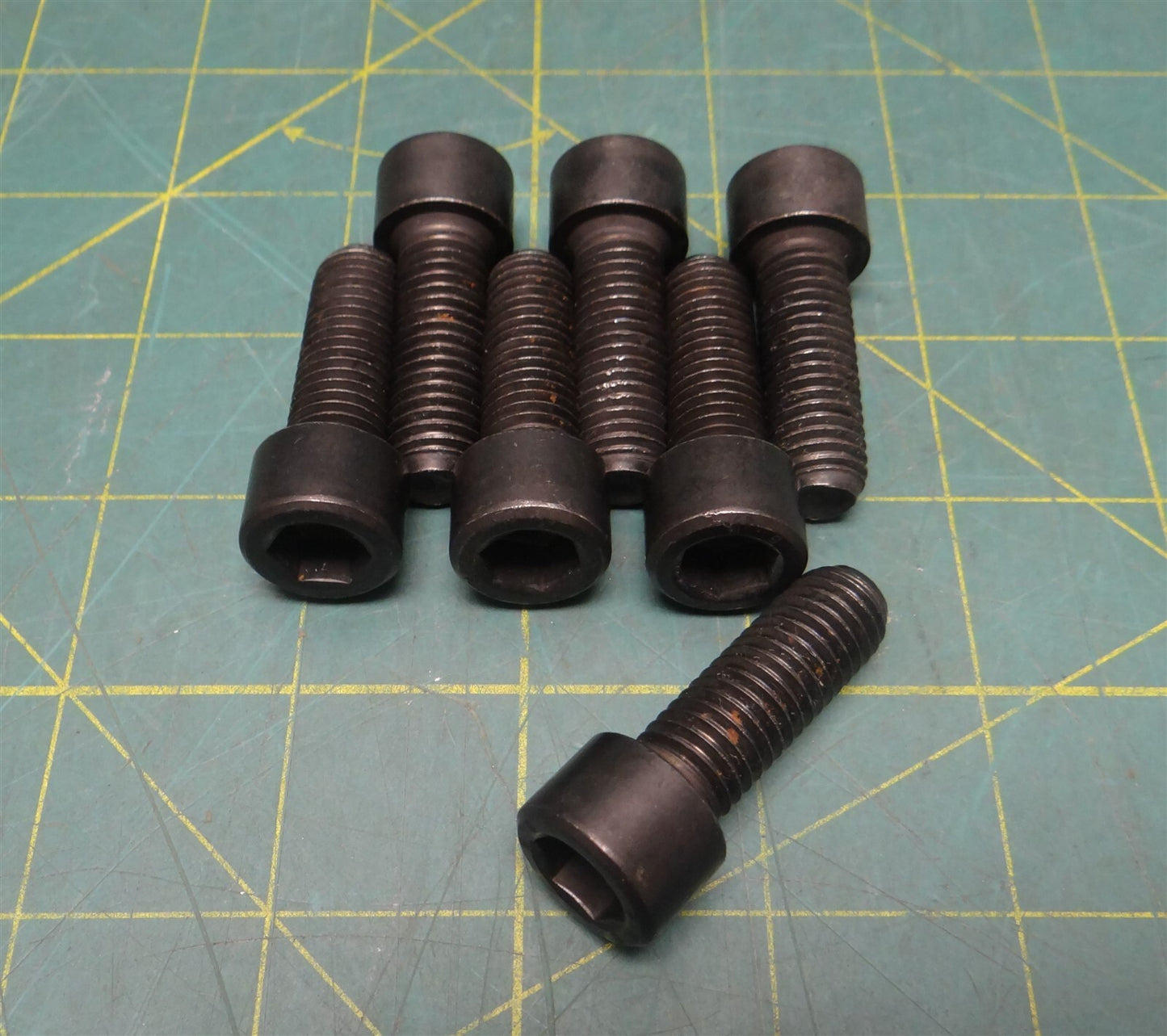 (Lot of 7) M12-1.75 x 35mm Length Black Oxide Hex Socket Head Screw, 18mm Diam