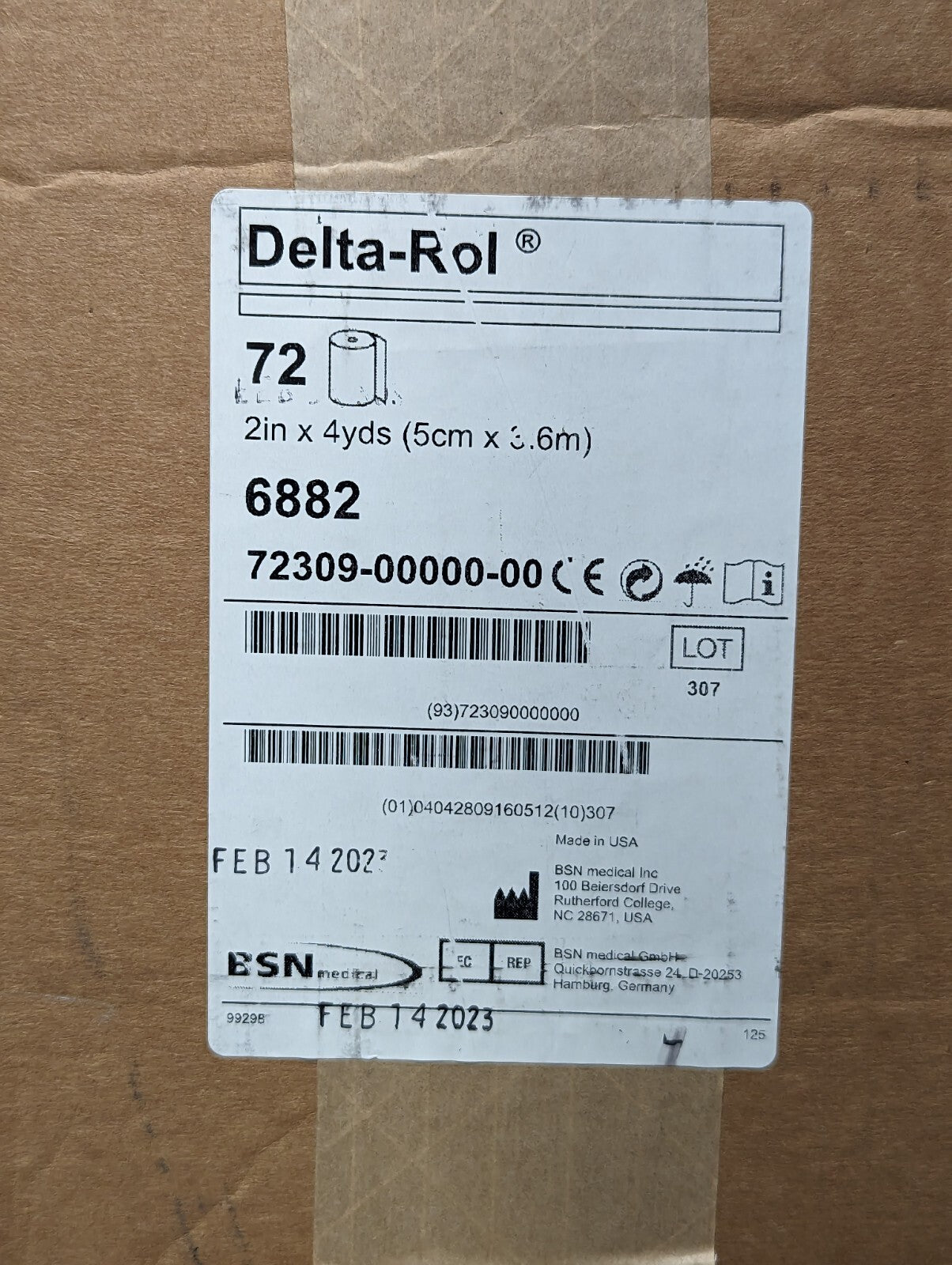Case of 72 BSN 6882 Delta-Rol, 2" x 4 yards cast padding