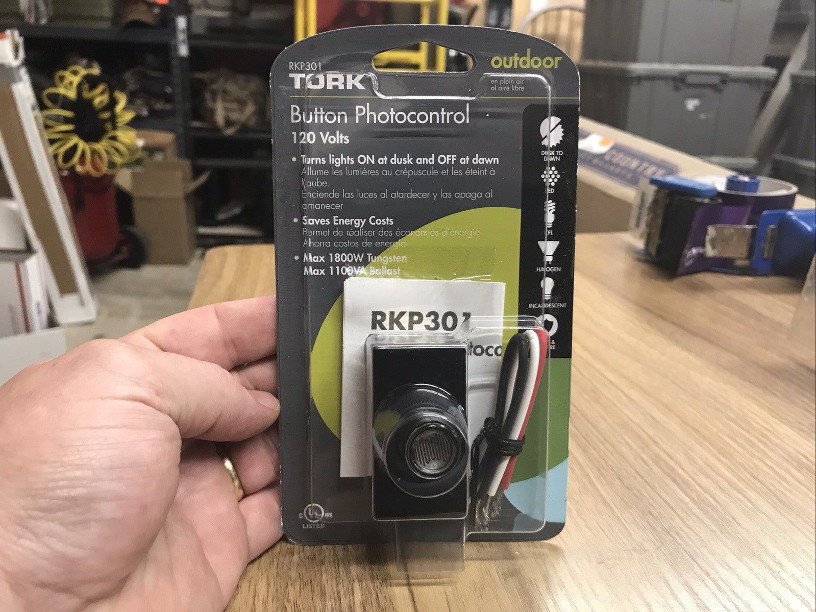 TORK Brand RKP301 Outdoor 120-Volt Button Photocontrol Dusk to Dawn, LED/CFL