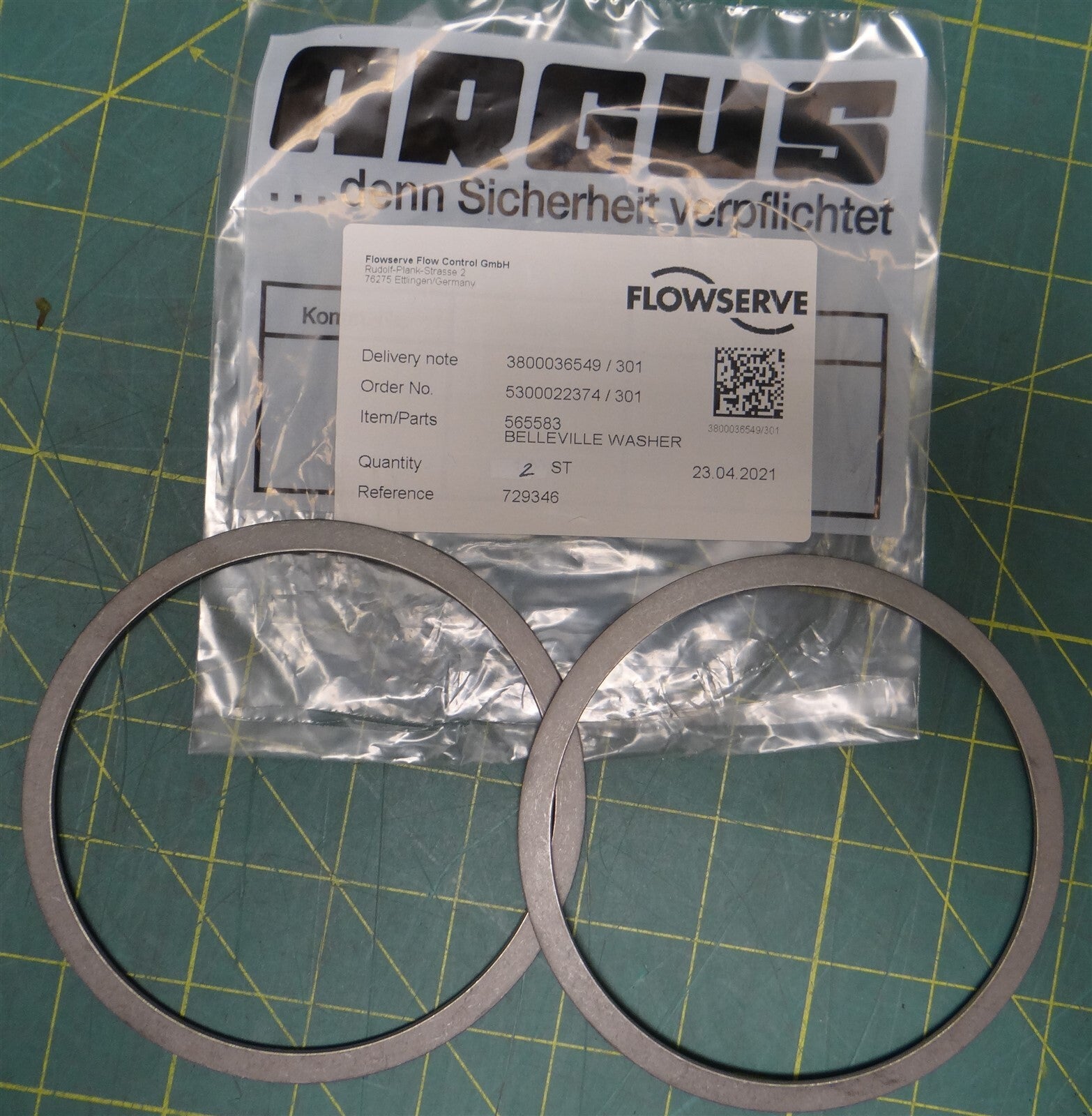 (2 pk) Flowserve Belleville Washer Disc Spring 565583 100mm ID 115mm OD 5mm H 