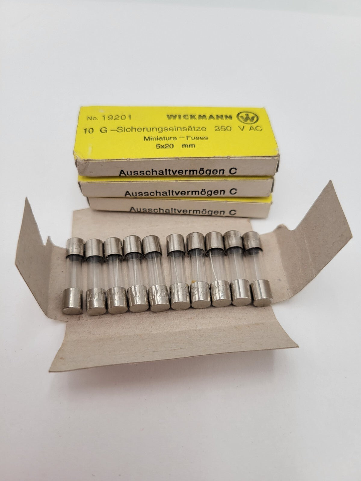 40 Pcs Wickmann 19201 Miniature Tube Fuse Glass Body 10mA 250 Volt AC 5x20mm