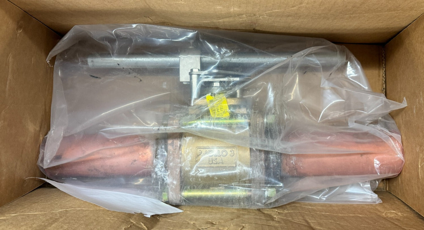 APOLLO 82A-240-F3 3" Bronze Ball Valve, Copper Tube Extensions & (2) Gauge Ports