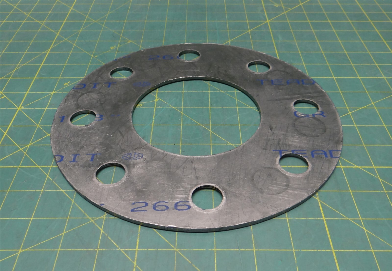 10" Outer Dia Teadit Graflex 2661/1661 w/ 316 Foil Insert Gasket, 8 Bored Holes