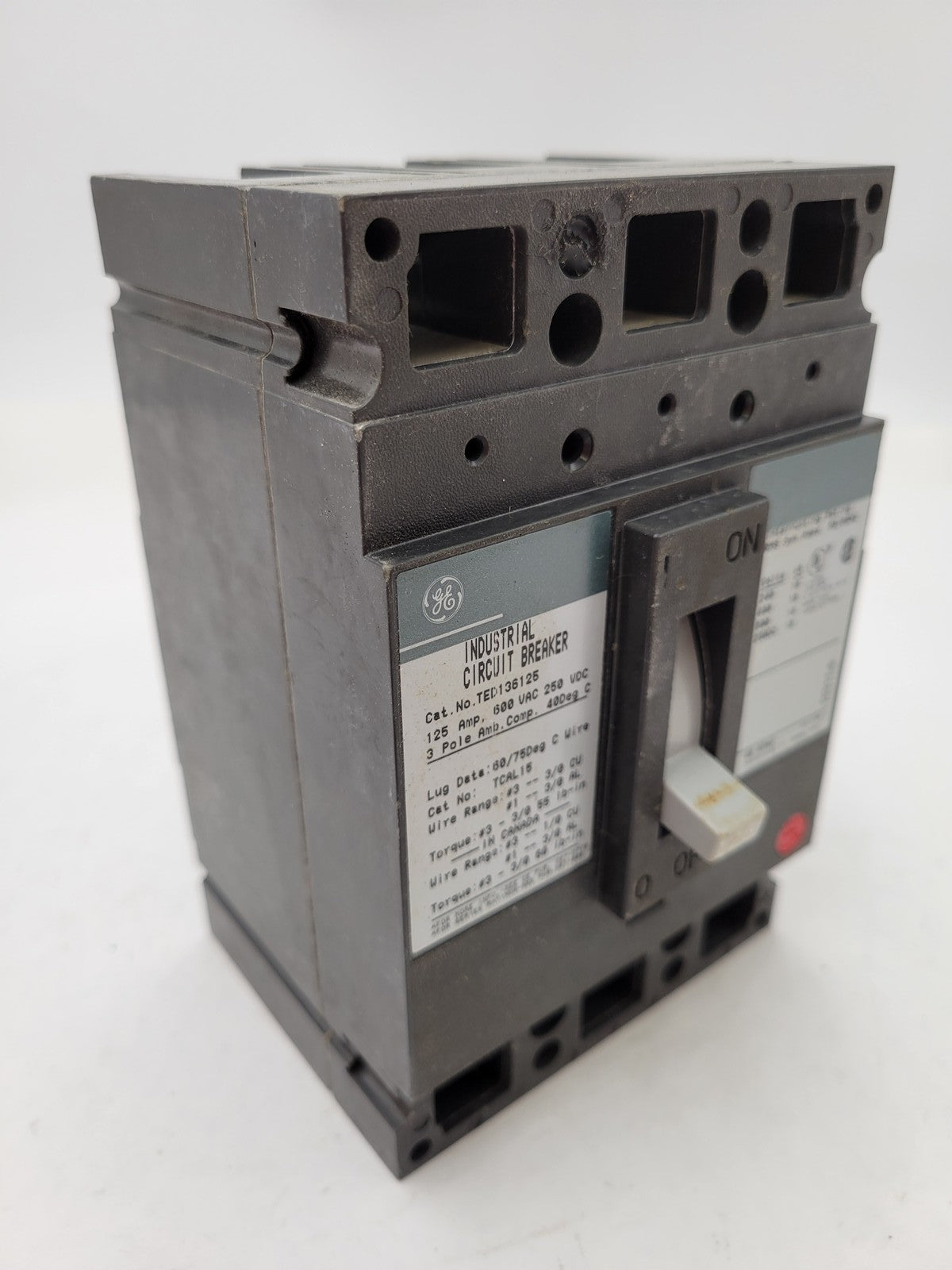 General Electric TED136125WL Circuit Breaker 125A 3P 600VAC 250VDC