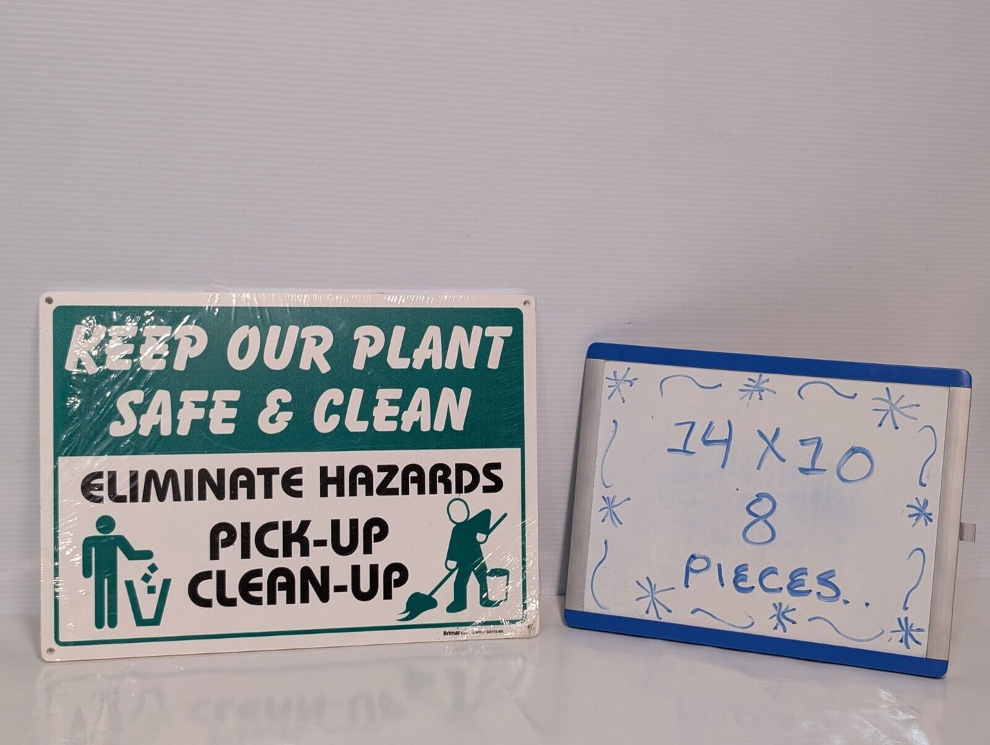 Lot of 8 Brimar D5710-BK Keep Our Plant Safe & Clean Sign, Polyethylene Plastic