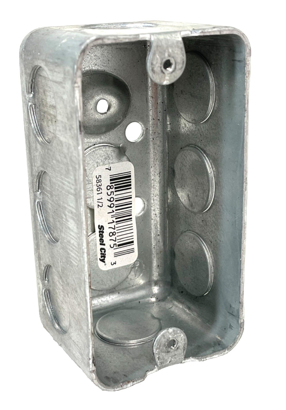 T&B STEEL CITY 58361 1/2 Single Gang Electrical Box, Galvanized, 4" x 2-1/8"