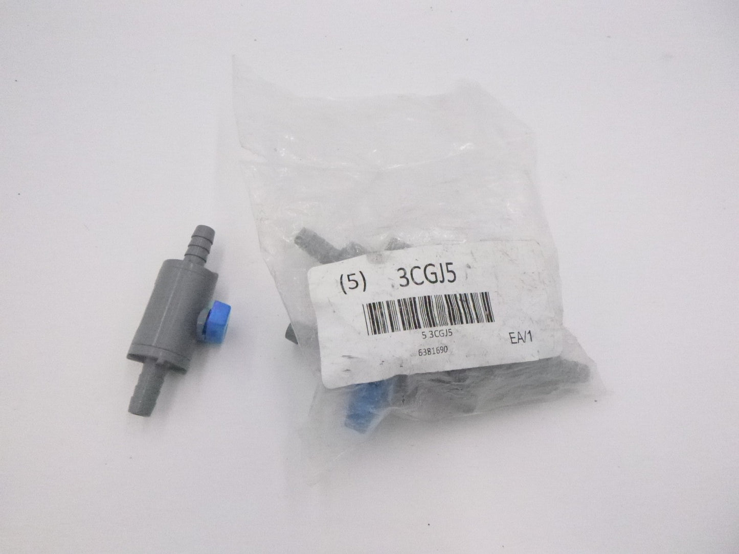 5 Pack Grainger Two Way Ball Valve 3/8" PVC Barb x Barb Full Port