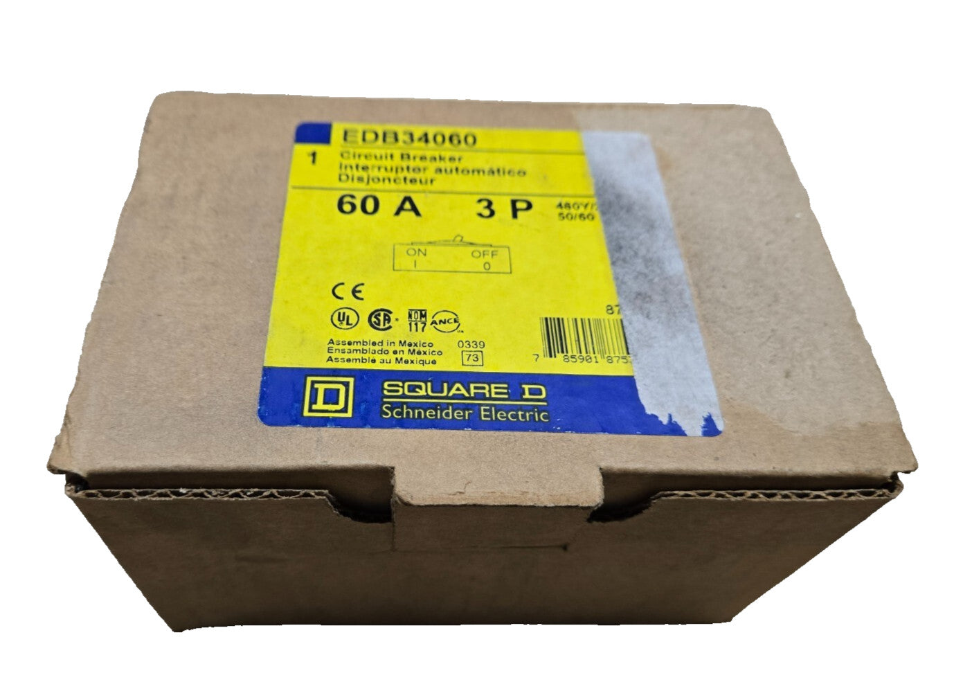 Square D EDB34060 60 A 3P CIRCUIT BREAKER NEW