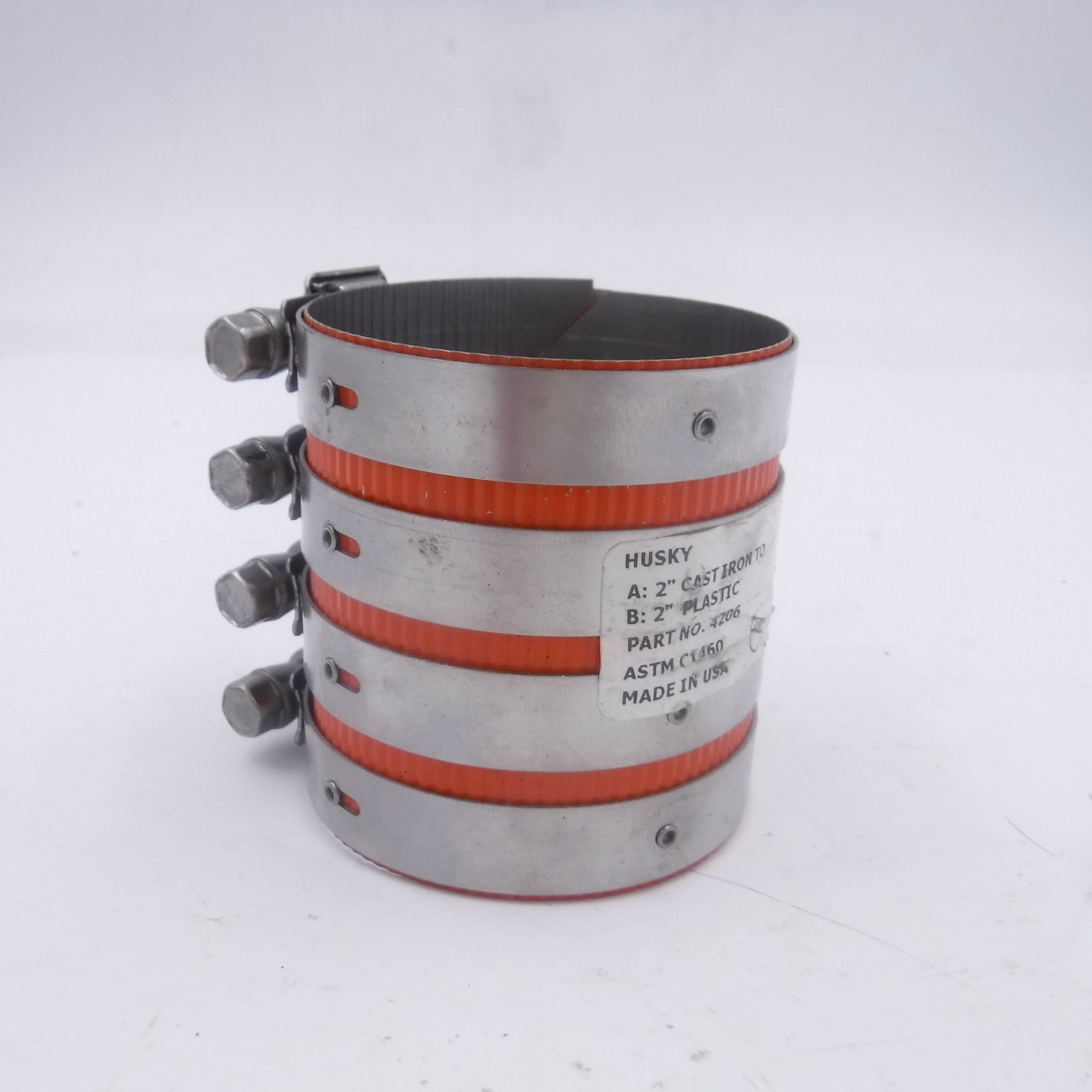 Husky Anaco 4206 2" Nominal Cast Iron to Plastic Transition Coupling 304SS