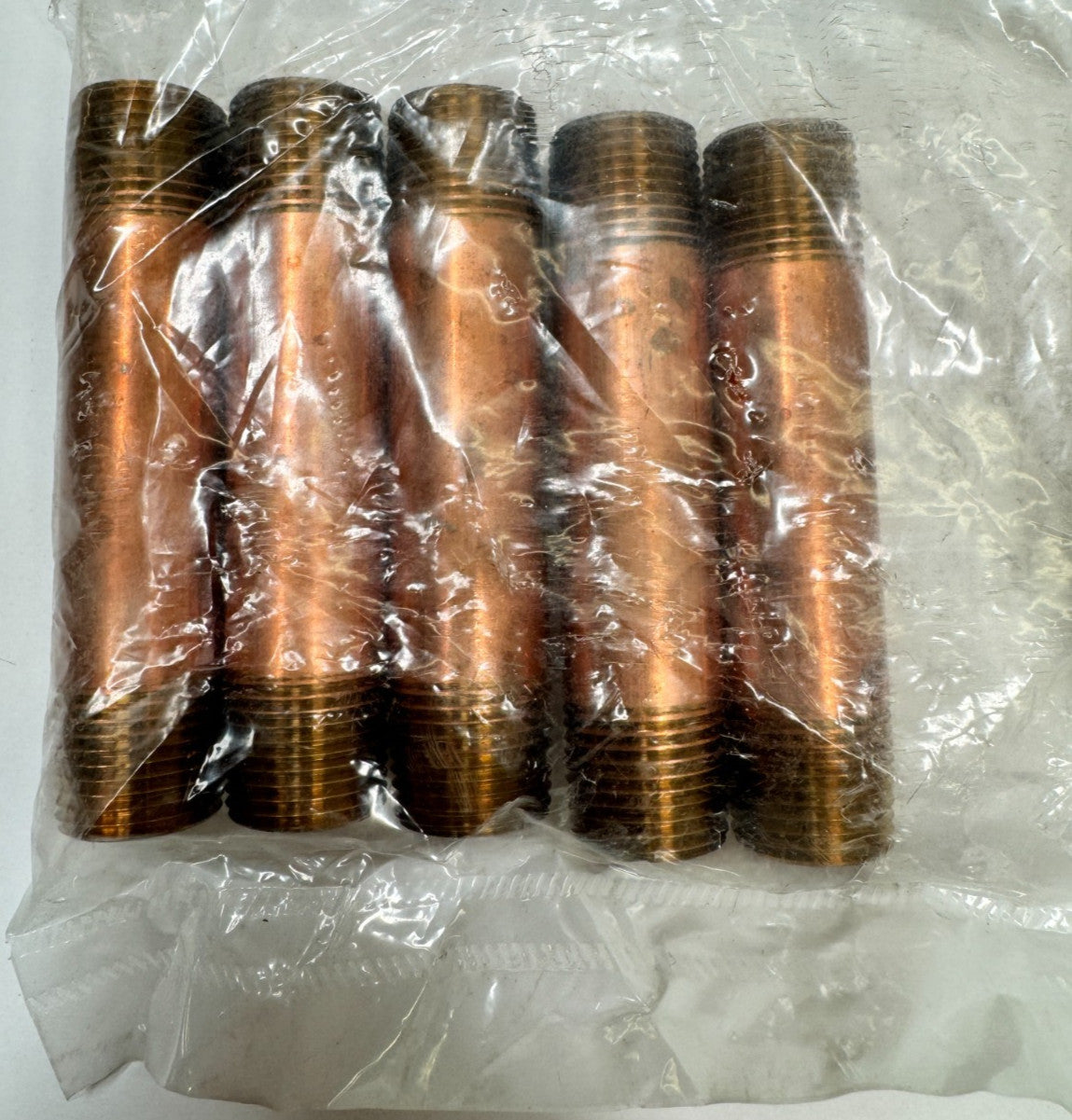 (5-PACK) Brass Pipe Nipple 3/8" Schedule 40 NPT Thread Ends x 3" Long, NO LEAD