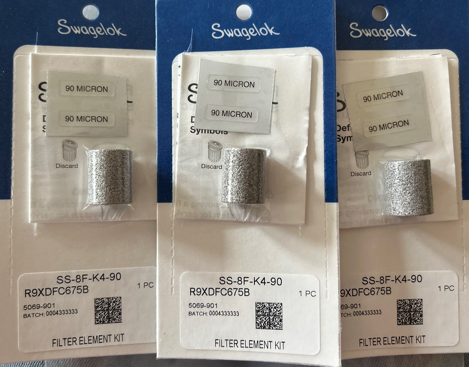 *QTY 3* SWAGELOK SS-8F-K4-90 FILTER ELEMENT KIT 90 MICRON.   G1