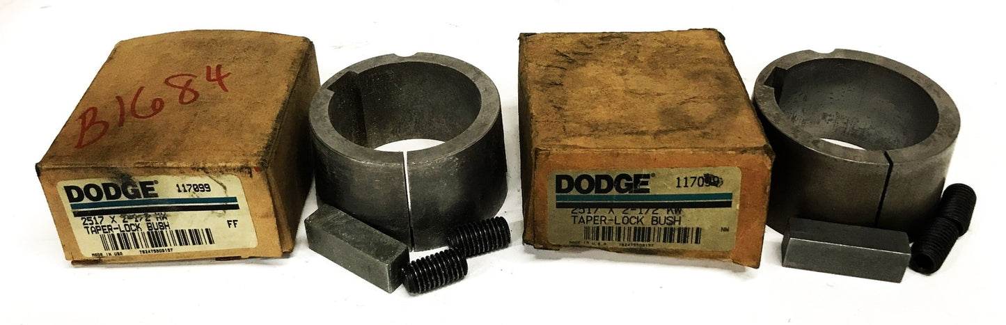 Dodge ?2517 X 2-1/2 KW Taper Lock Bushing 117099 [Lot of 2] NOS