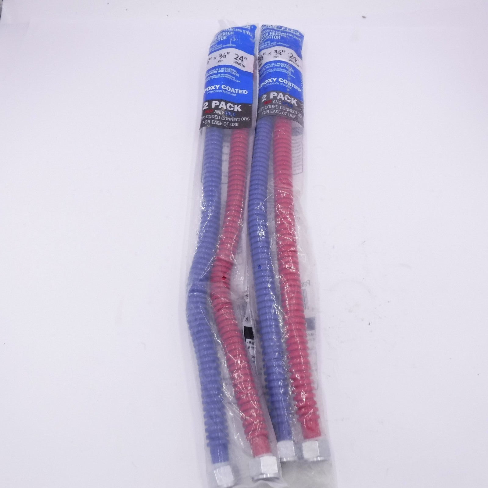 2 Sets Of 2 Everbilt 3/4"FIPx24" SS Corrugated Water Heater Connector HFWC07RB24