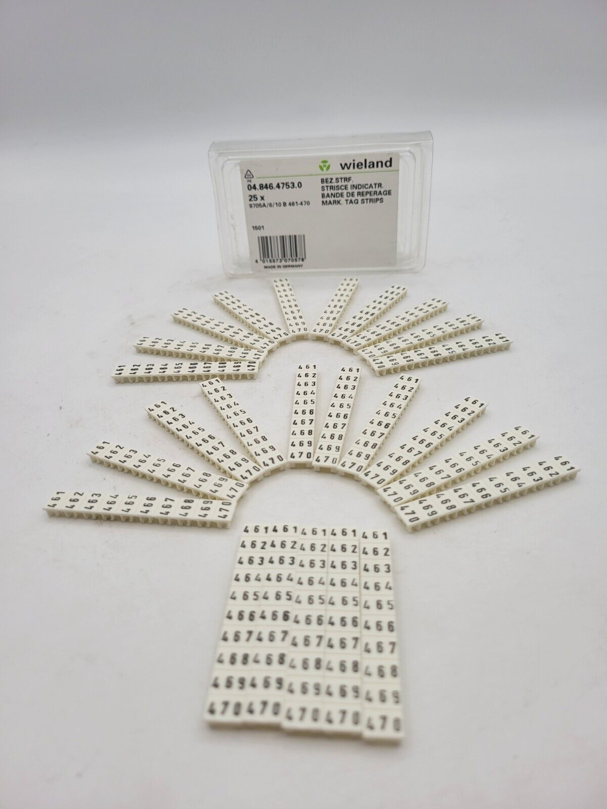 25PC Wieland 04.846.4753.0 Mark Tag Strips 9705A/6/10B461-470 for Terminal Block