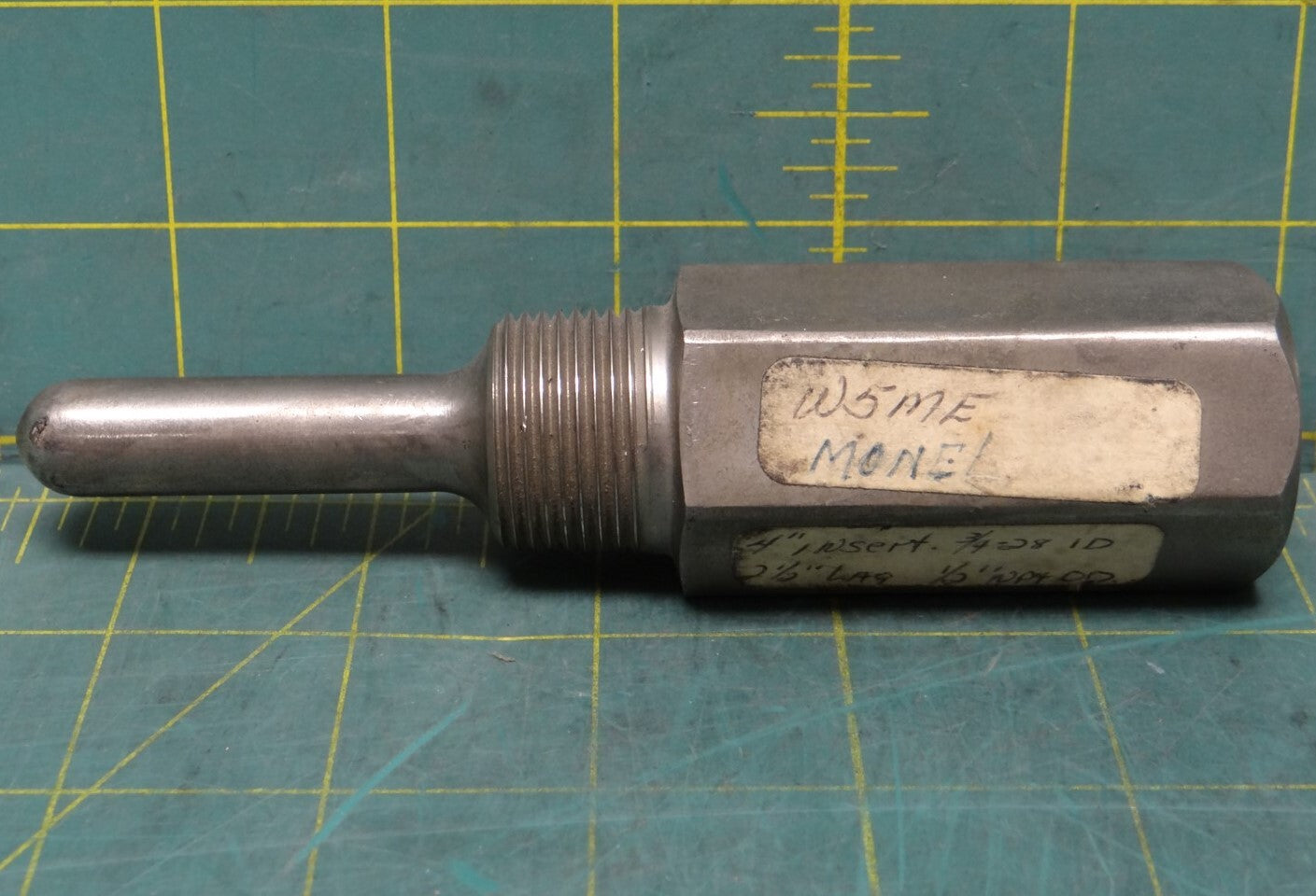 W5ME Monel CuNi 70/30 Thermowell 3/4-28 ID x 1/2" NPT OD for 4" Insert