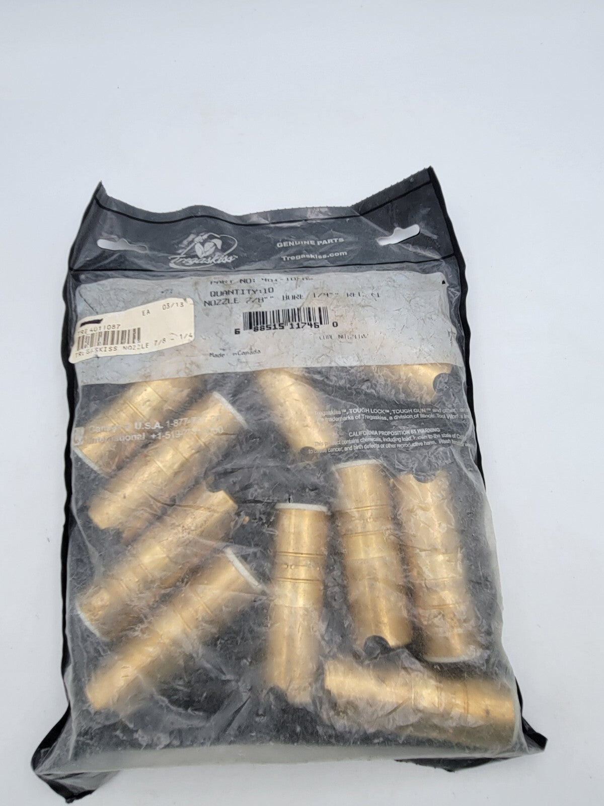 10PC Tregaskiss 401-10-87 Mig Welding Nozzle, Bore 1/4", Nozzle 7/8" Heavy Duty