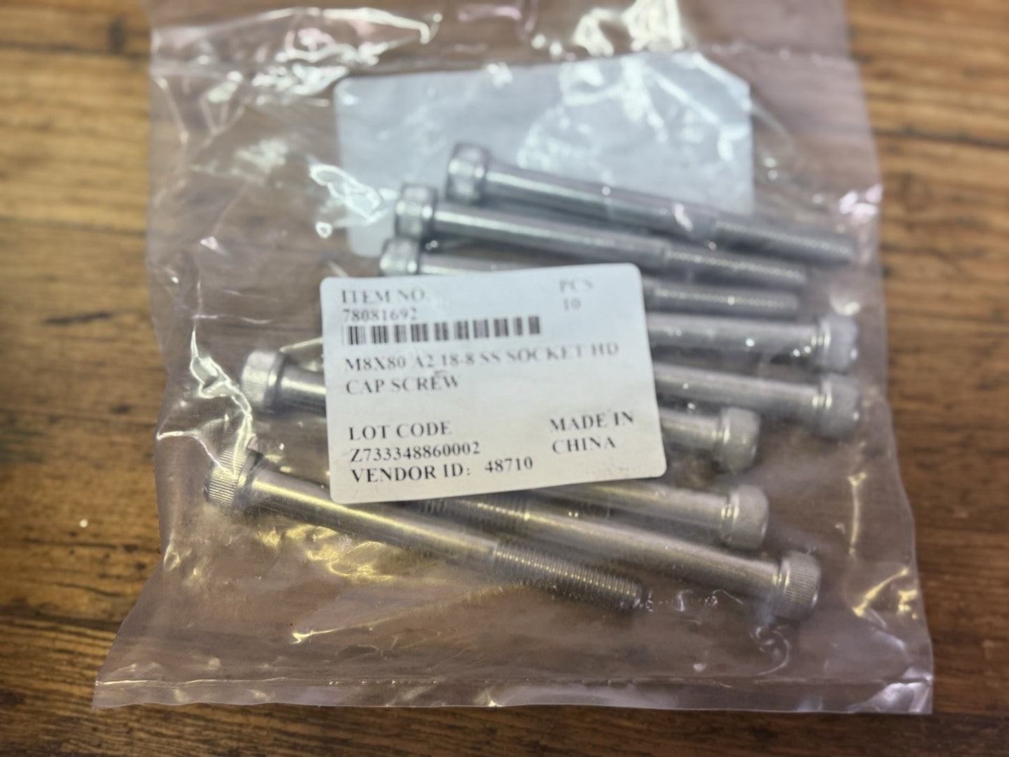 10 Piece Hex Socket HD Cap Screw M8x80 A2 18-8 SS 78081692