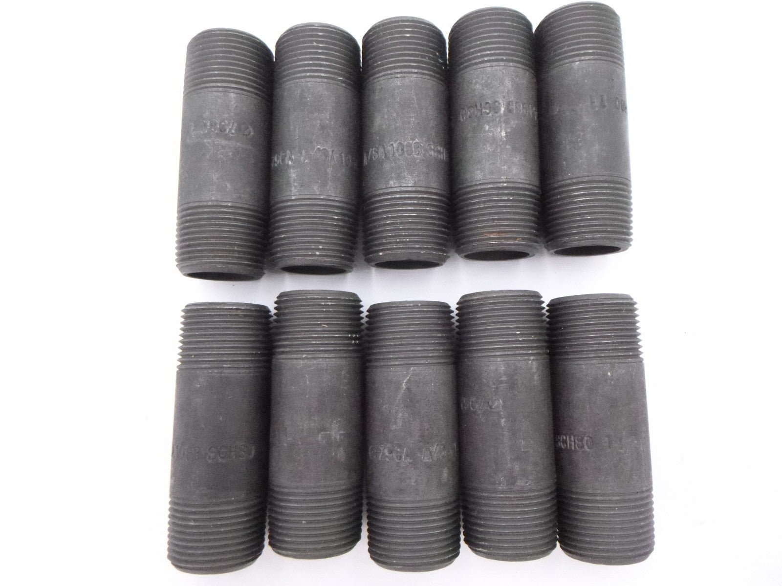 10 Pack 1" MNPT x 3-1/2" Black Carbon Steel Nipples Sch 80