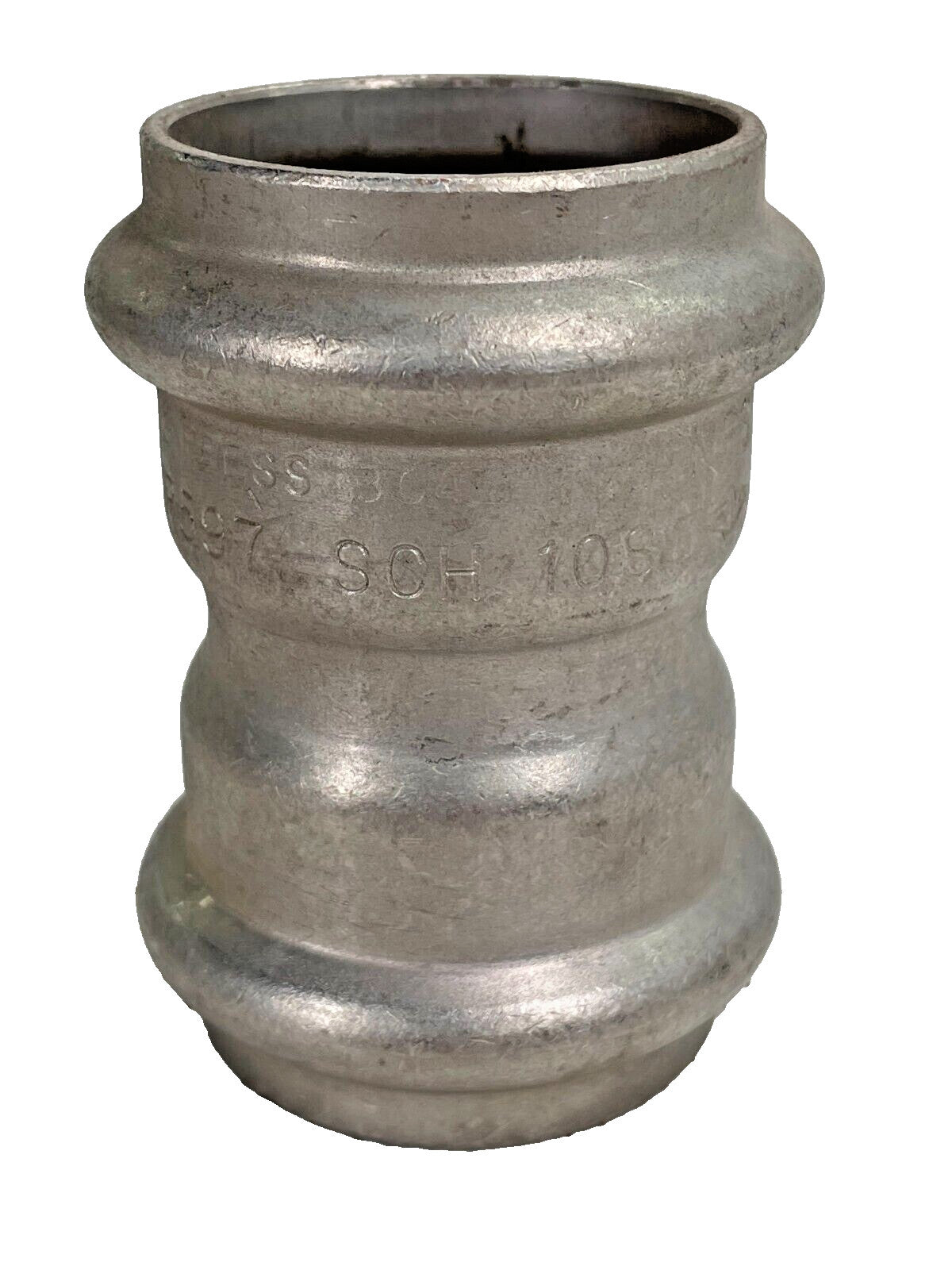 Victaulic P597 Vic-Press Coupling 1-1/2" 304-Stainless Steel S/10 w/ Pipe Stop