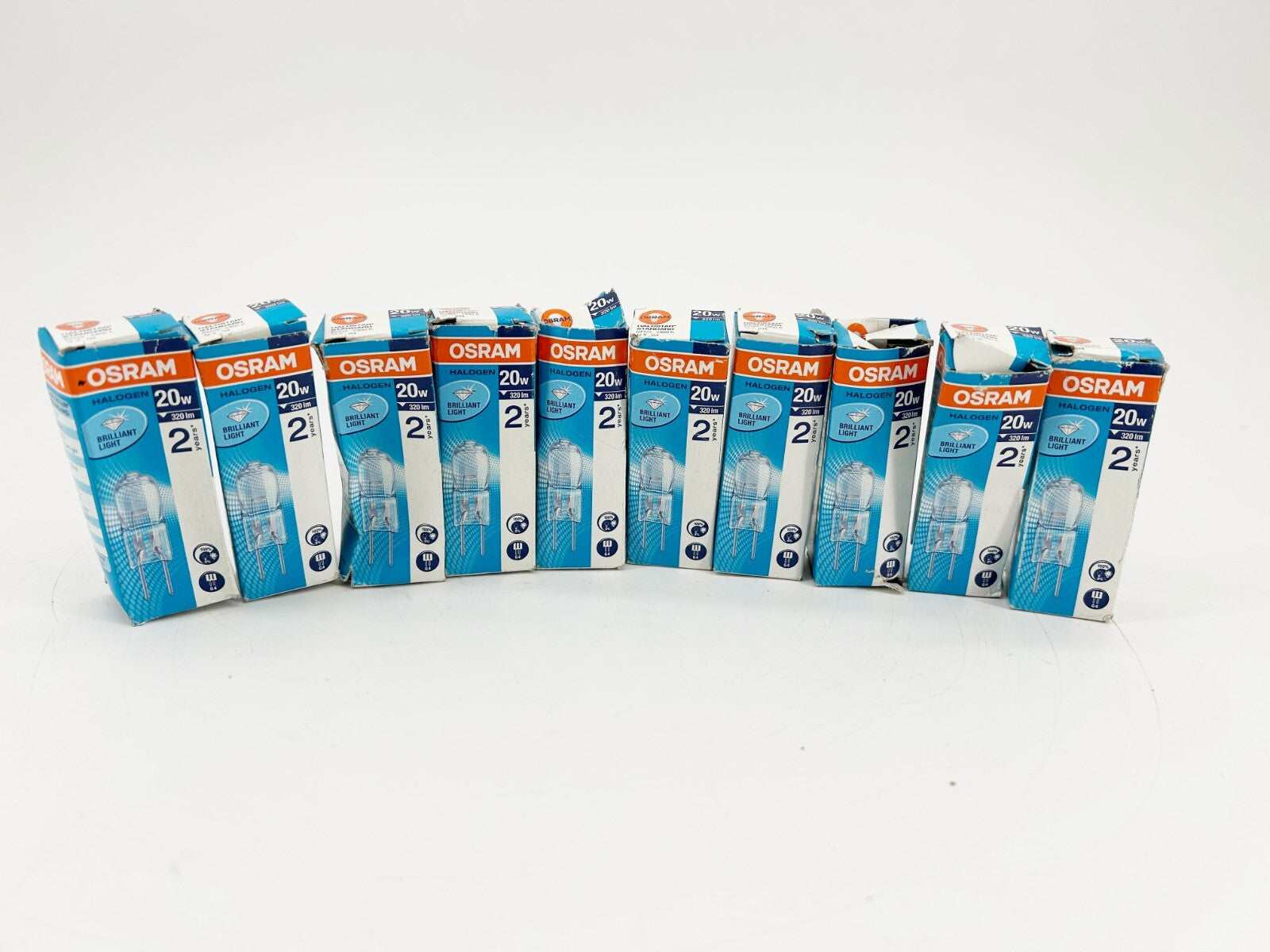 Lot of 10 Osram 64425 Halogen Lamp 12V 20W G4 Base Bi-Pin Clear