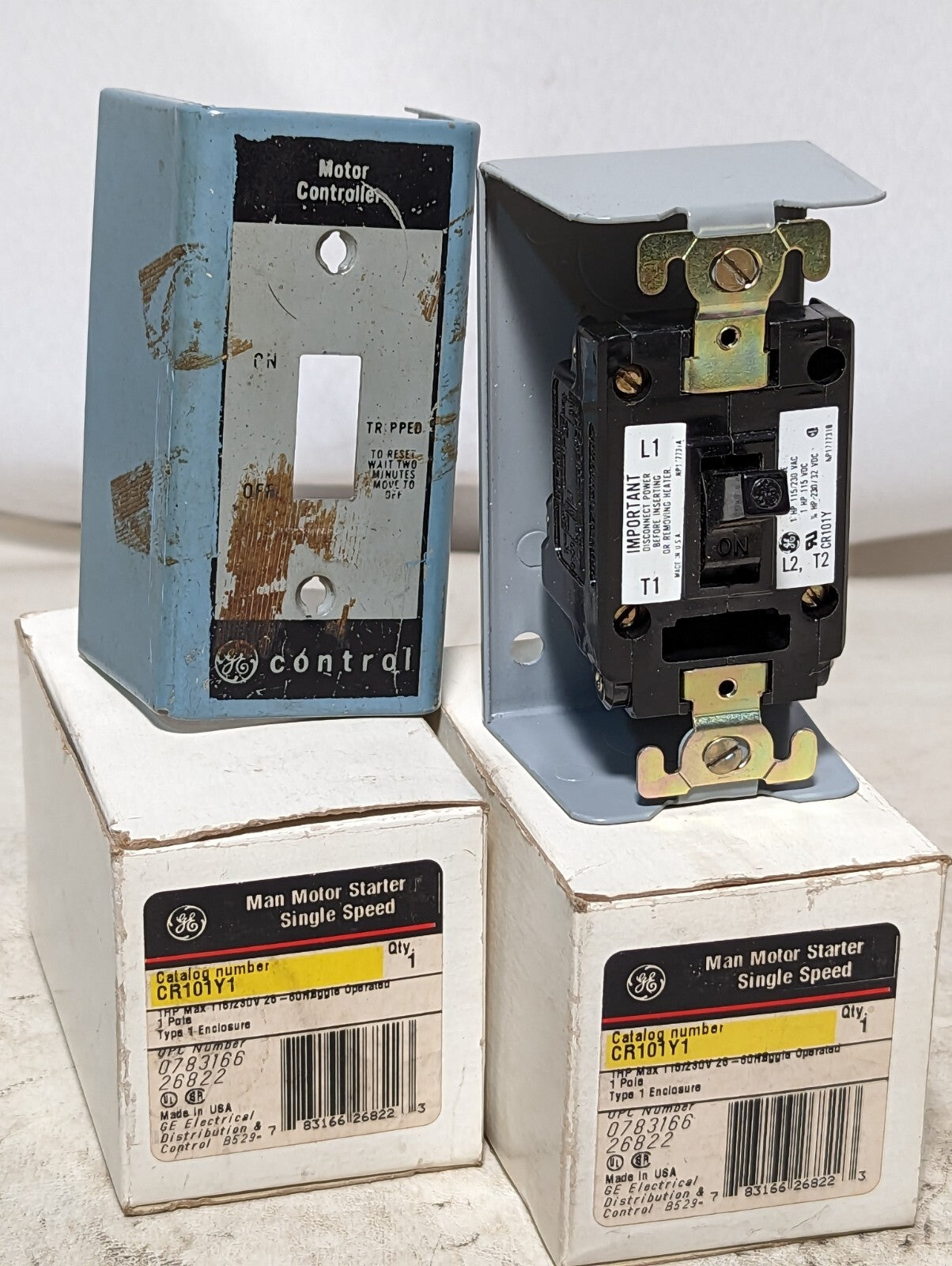 GE CR101Y1 Manual Motor Starter, NEMA, 1HP, 115/230VAC, 115VDC, 32VDC