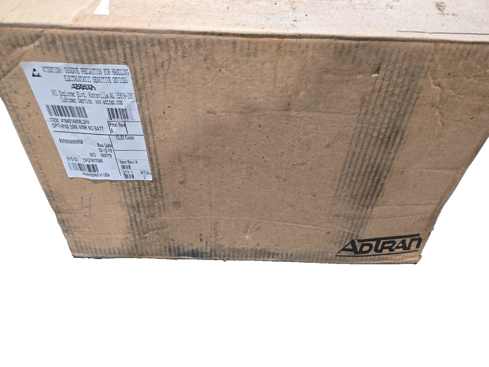 Adtran OPTI-6100 SMX WMK Chassis 4184514WML2HV NO BATT NEW