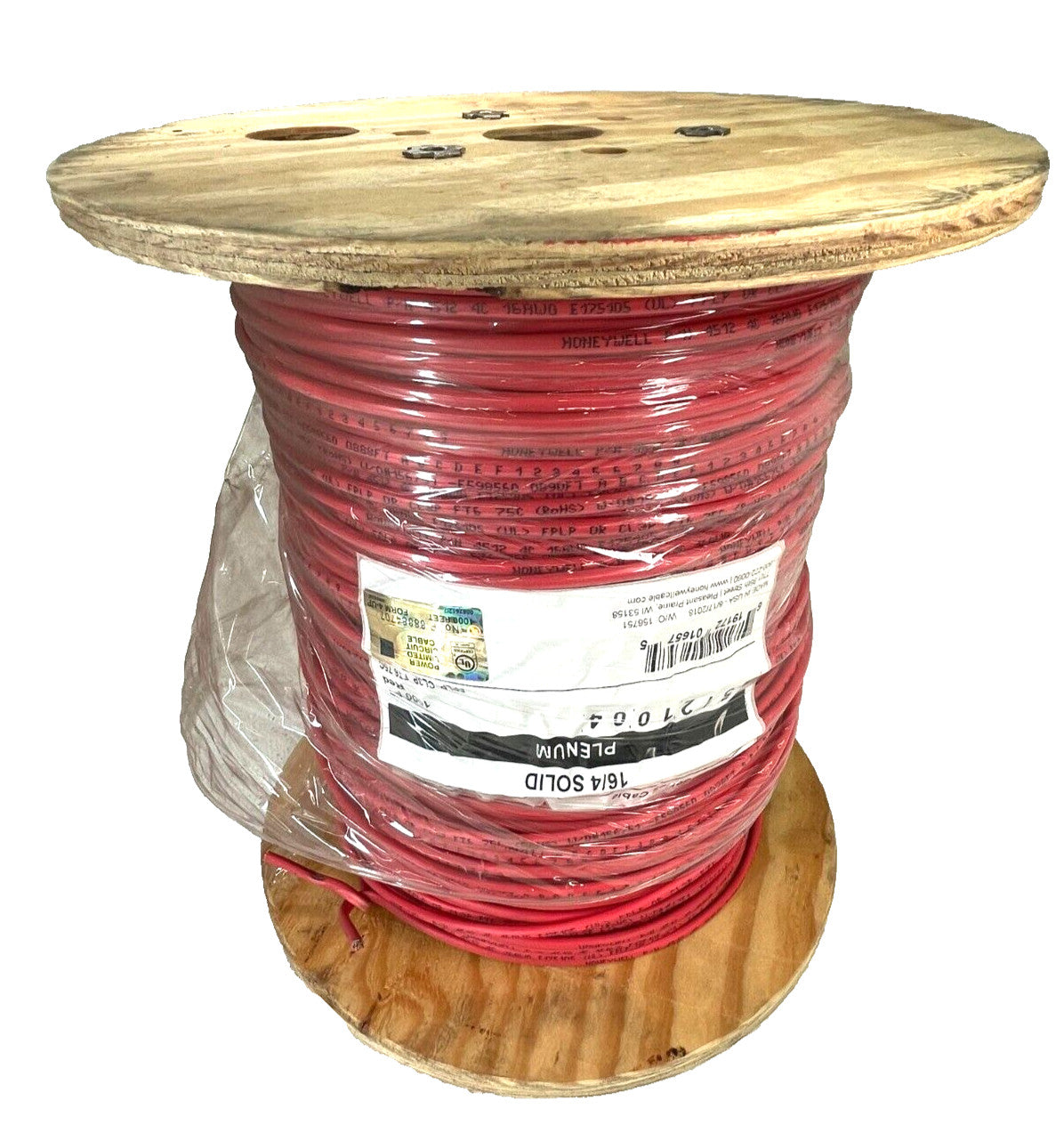 (1000 Ft Reel) Honeywell GENESIS 45121004 16 AWG 4C Solid Plenum, Red