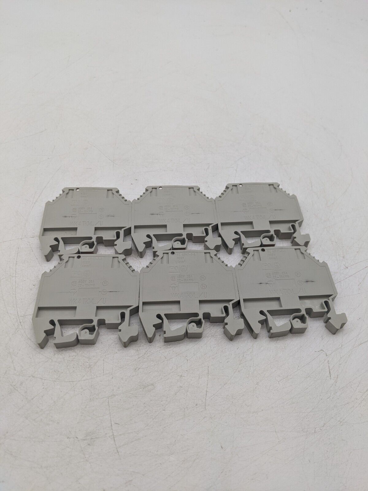 6 Piece Set Wieland WK4 TKM../U Terminal Block 10-20 AWG 20 Amp 600 Volt - Gray