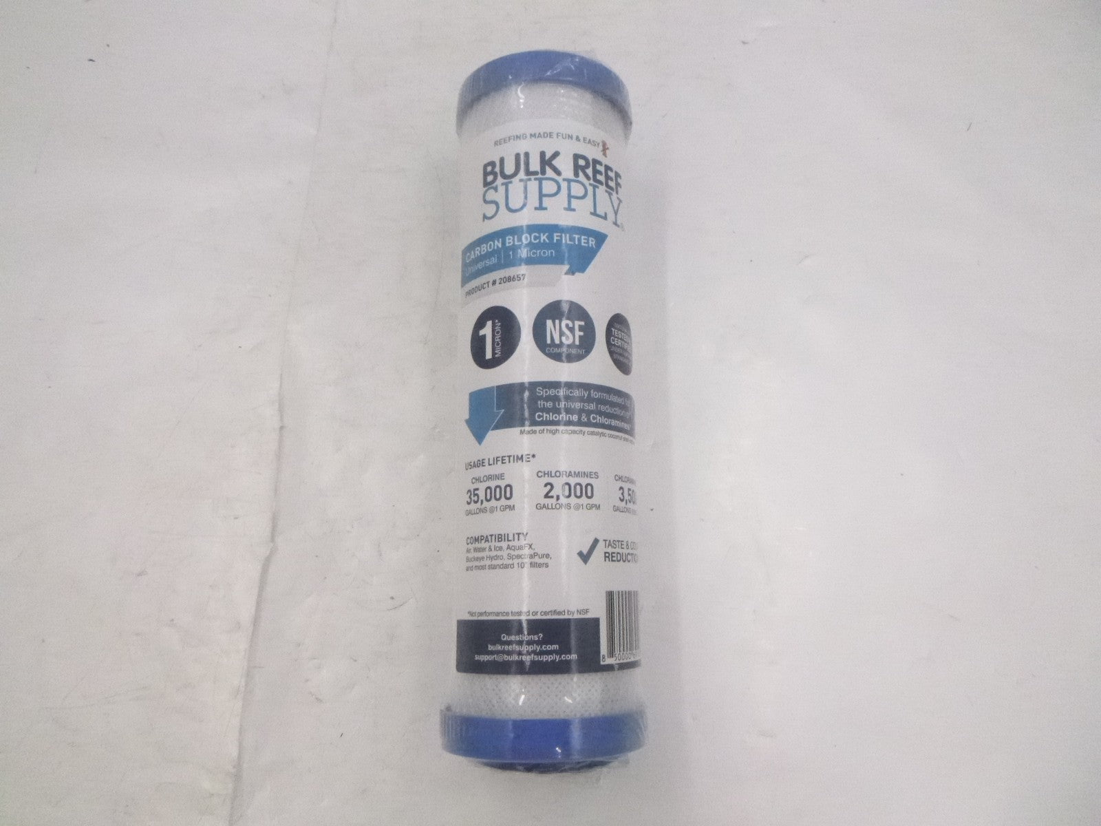 Bulk Reef Supply Universal Carbon Block Filter 208657 1-Micron Chloramines