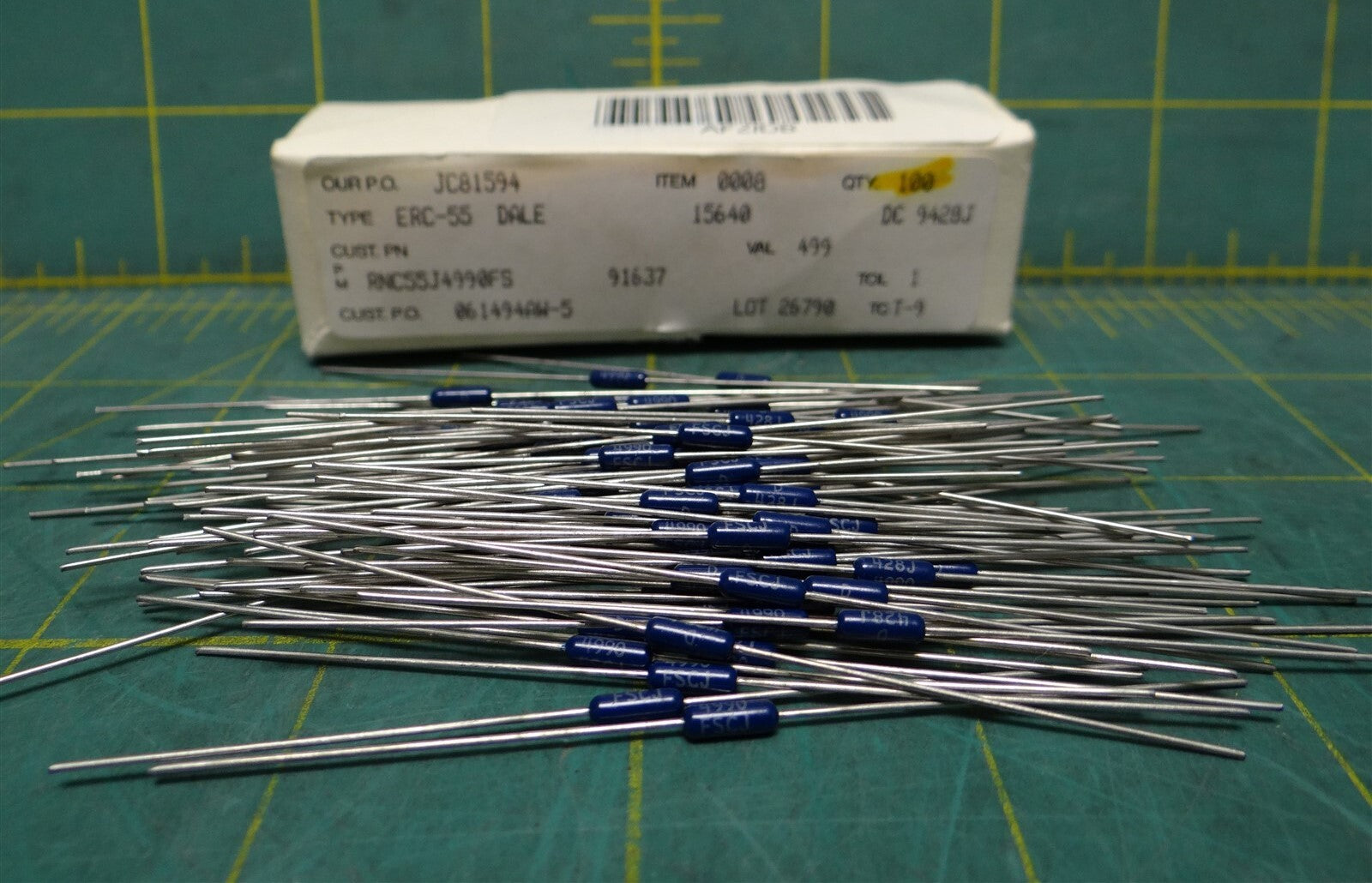 (100) Vishay / Dale RNC55J4990FS Metal Film Resistor 1/8watt 499ohms 1% 25ppm