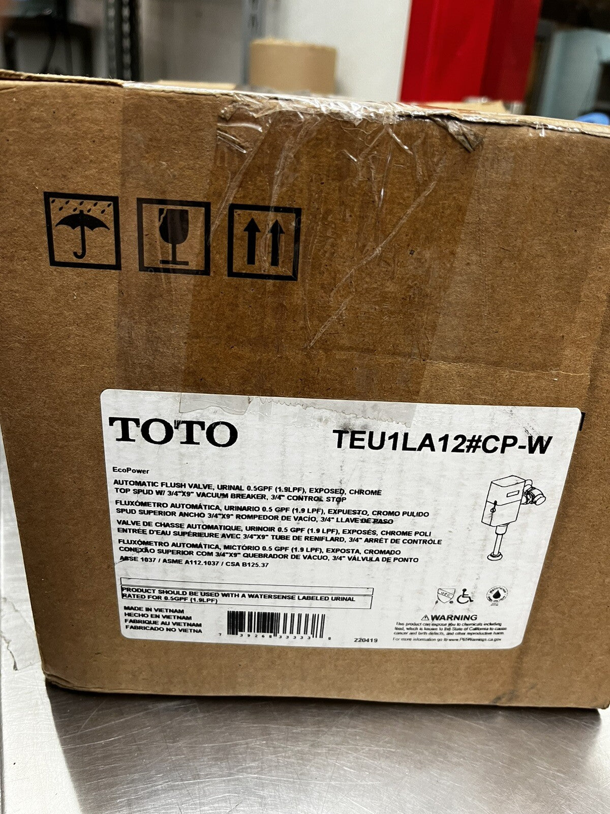 TOTO TEU1LA12#CP-W EcoPower 0.5 GPF Urinal Flush Valve - Polished Chrome New