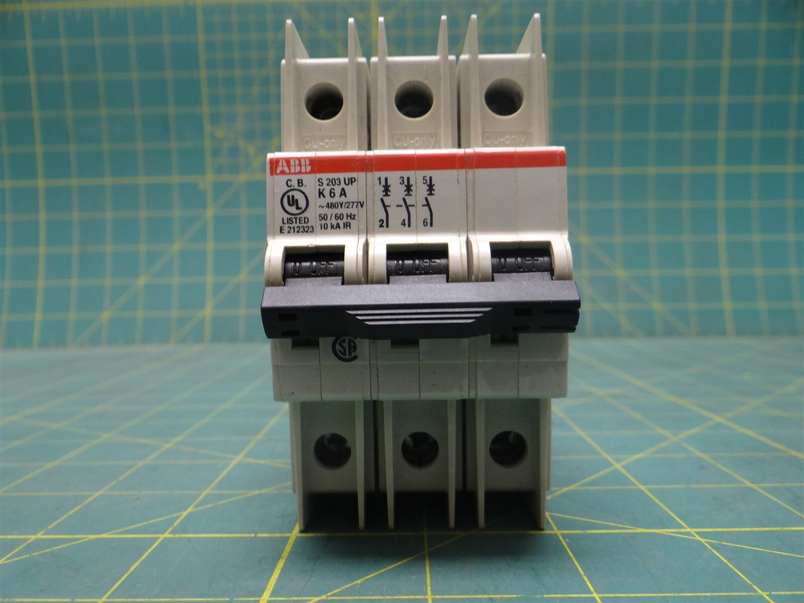 ABB S200 Series S203-K6 Mini Circuit Breaker S200 3P K6A, 480VAC, 50/60Hz, 5.7W