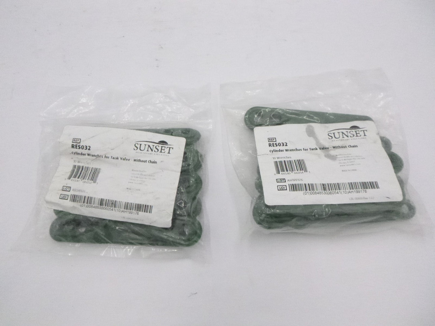 20 Pack Sunset Healthcare Cylinder Wrenches Green