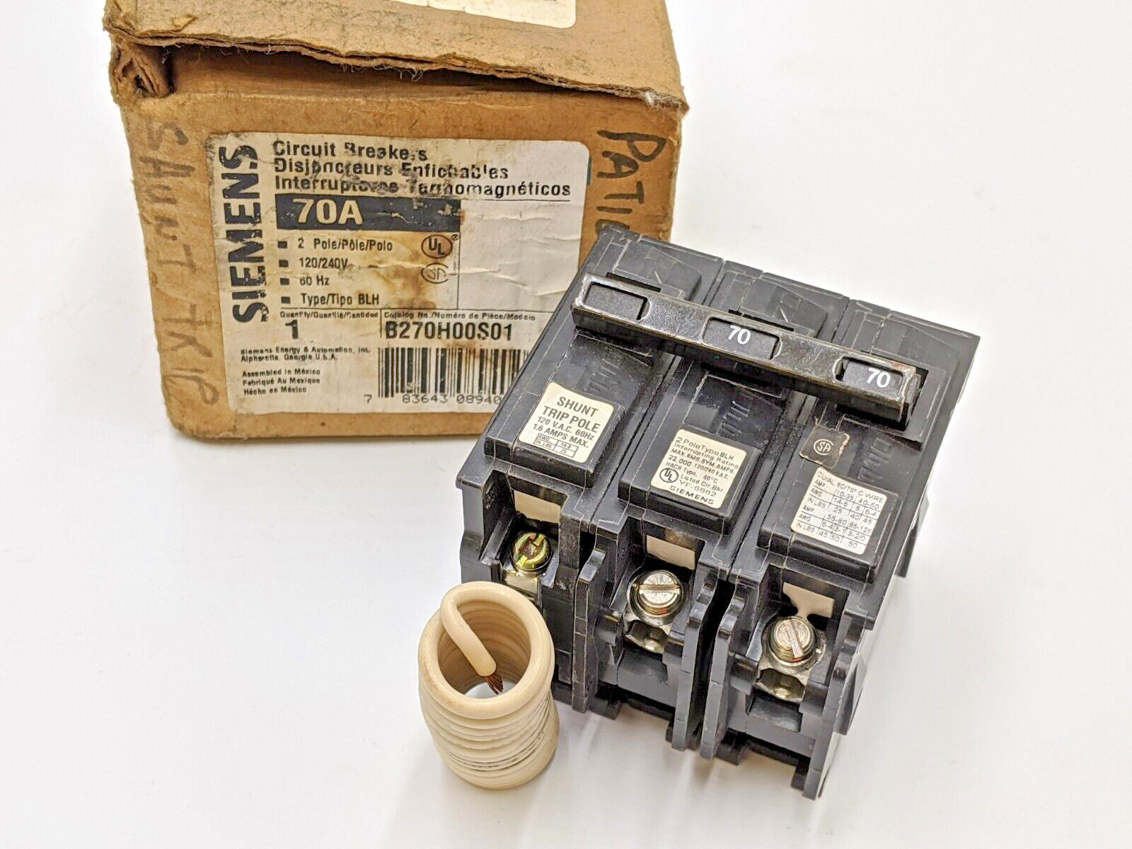 Siemens B270H00S01 Bolt-On Circuit Breaker 70A 240V 2P 1PH BL 70 AMP 240 Volt