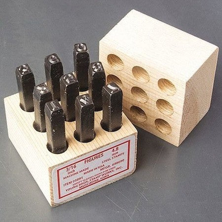 Young Bros Stamp Works 05091 Steel Stamps Set,2-7/16" Shank L,Steel, 5091