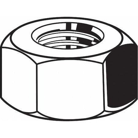 Zoro Select N04180.100.0003 Hex Nut, 1"-14, Steel, Grade 8, Black Oxide, 55/64
