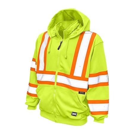 Tough Duck S49421 3Xl Hi-Vis Hooded Sweatshirt, Yellow/Green