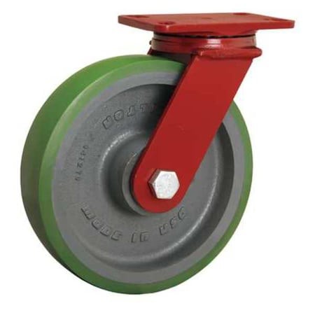 Hamilton S-Fm-10Db-4Sl-Fb Plate Caster,Swivel,Poly,10 In.,2200 Lb,Grn