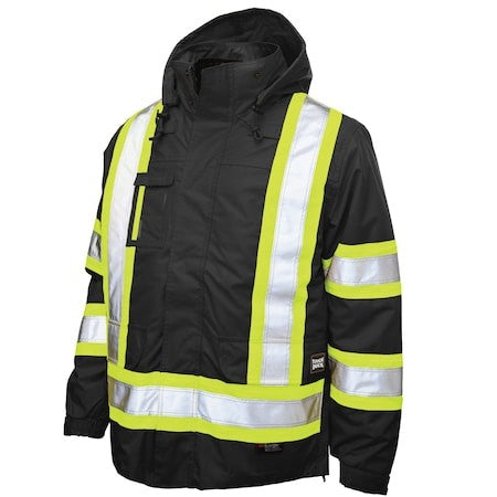 Tough Duck S42631 Hi-Vis 5-In-1 Safety Jacket, 300D Poly Oxford With Pu
