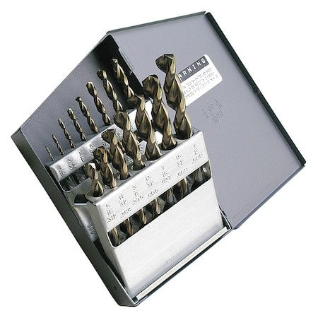 Westward 5Udn7 Jobber Drill Set,Parabolic,15 Pc,Hss