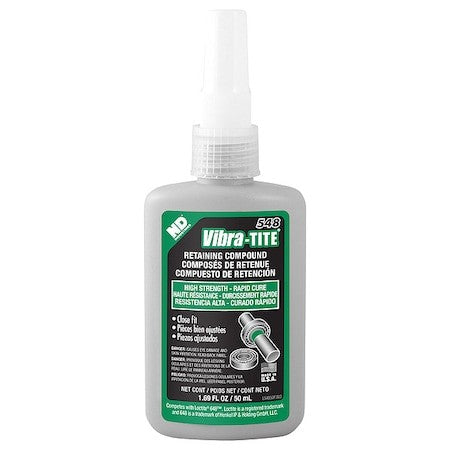 Vibra-Tite 54850 Retaining Compound, 548 Series, Green, Liquid, High Strength,
