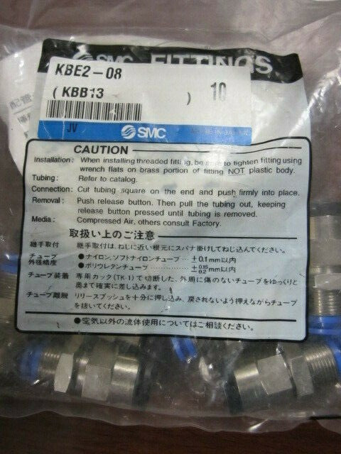 SMC Corporation KBE2-08, KBB13 Pneumatic Fittings (Pack of 10) "NEW"