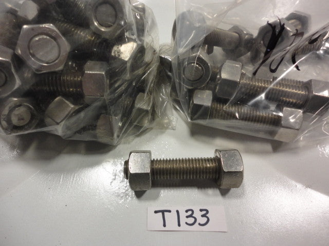 Threaded Stainless Stud Bolt W/ Two Heavy Hex Nuts 5/8" x 3-1/4" B8M  (Pkg 28)