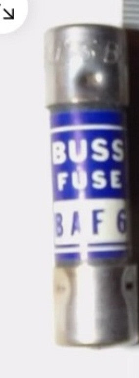 BUSSMAN BAF-6 FAST ACTING 6 AMP 250 VOLT 1.5" X.41" X .41" FUSE LOT OF 5