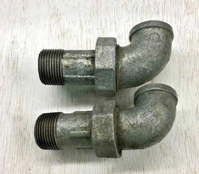 (2) Boiler Union Elbows 1/2" NPT X 1" and/or 1/2" NPT  Galvanized Pipe Fittings