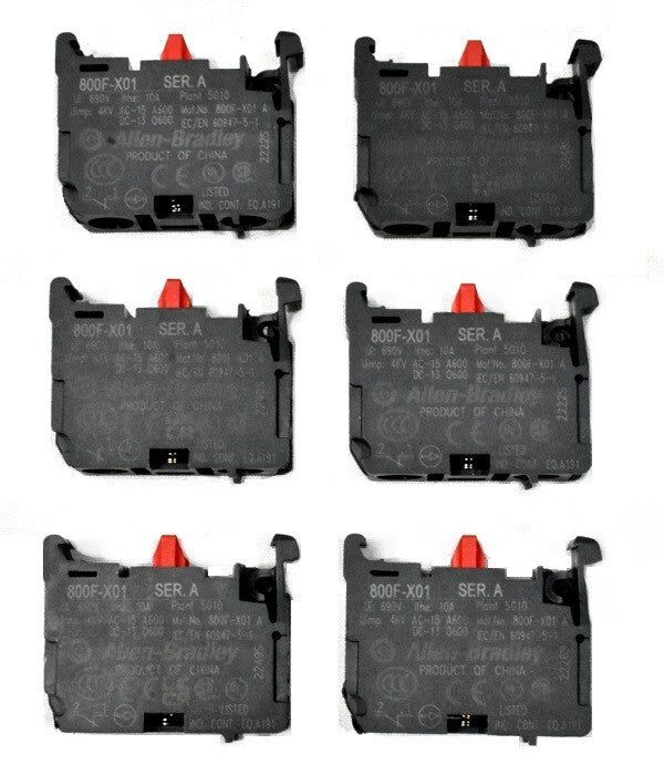 [Lot of 6] Allen Bradley 800F-X01 Contact Block 1NC