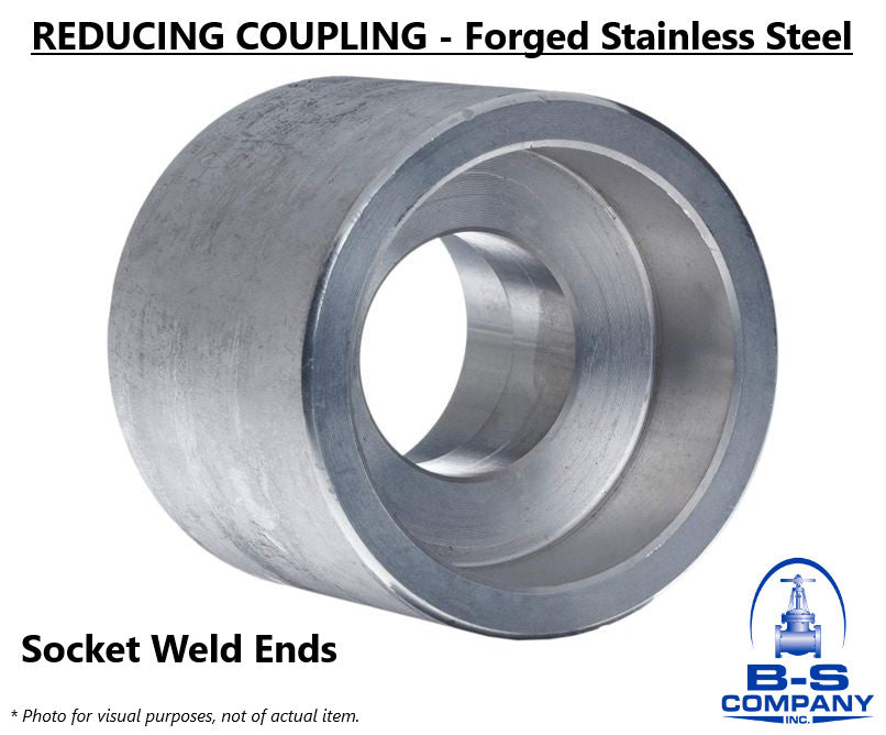Reducing Coupling 2" x 1-1/4" 3000# Forged Stainless Steel Socket Weld Fitting 