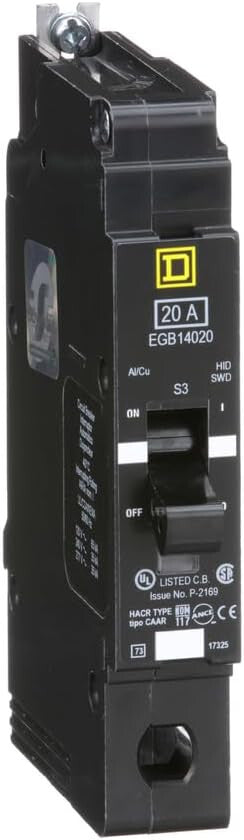 SQUARE D EGB14020 BREAKER BOLT IN 20AMP 1POLE 480Y/277VOLT AC NEW