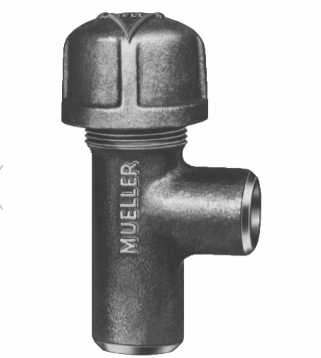MUELLER H-17650 1" x 1" 250 psig NO-BLO Service Stop Tee Welding Type 
