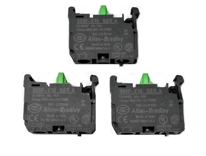 [Lot of 3] Allen Bradley 800F-X10 Contact Block 1NO